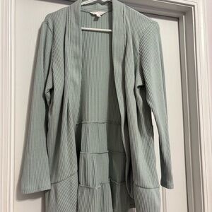 LC Lauren Conrad Ribbed Cardigan in Soft Green